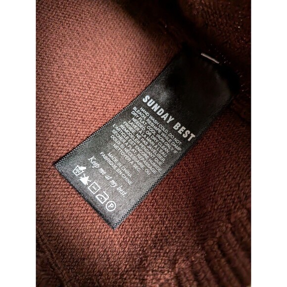 Sunday Best Sweater Vest Merino Wool Blend Womens S Sleeveless Cable-Knit  Brown - Picture 10 of 11